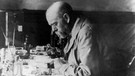 Der deutsche Arzt und Bakteriologe Robert Koch am Mikroskop in seinem Laboratorium in Kimberley in Südafrika im Jahr 1896.  | Bild: picture-alliance / dpa/ Bildarchiv/ ADN