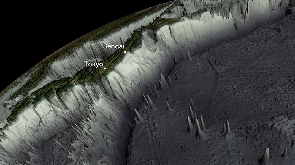 Verlauf der Kontinentalplatten am Meeresboden vor Japan | Bild: NOAA