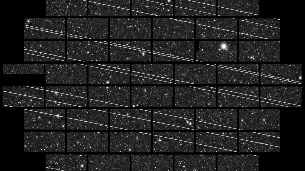 Starlink-Satelliten werden von nun an immer wieder astronomische Aufnahmen negativ beeinflussen, bzw. unbrauchbar machen. Diese Aufnahme entstand mit der DECam am Blanco 4-meter telescope des Cerro Tololo Inter-American Observatory (CTIO).  | Bild: CTIO/NOIRLab/NSF/AURA/DECam DELVE Survey