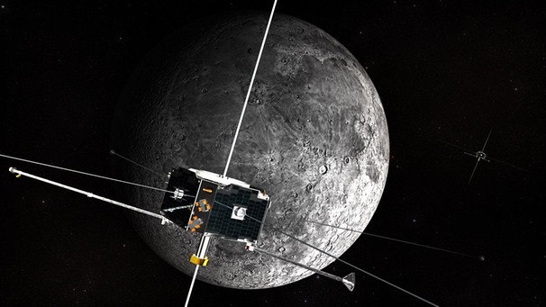 Artemis-Mission: Künstlerische Darstellung des Raumschiffs in der Umlaufbahn um den Mond. Mit dem Artemis-Programm plant die NASA die Zukunft der bemannten Raumfahrt in ganz großem Stil. | Bild: NASA / dpa-Bildfunk