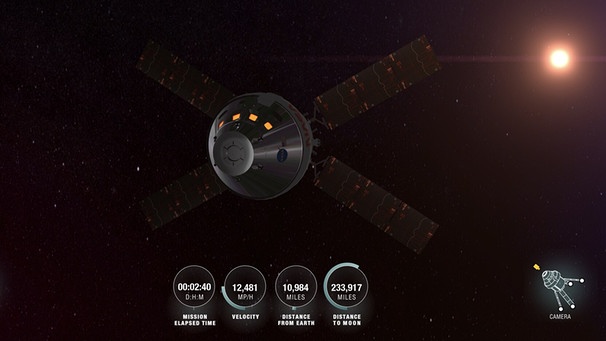 Über die Webseite AROW soll das Raumschiff Orion immer beobachtbar sein und aktuelle Daten liefern. | Bild: NASA