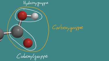 Die Carboxygruppe setzt sich aus einer Carbonylgruppe und einer Hydroxygruppe zusammen. | Bild: Christopher Müller