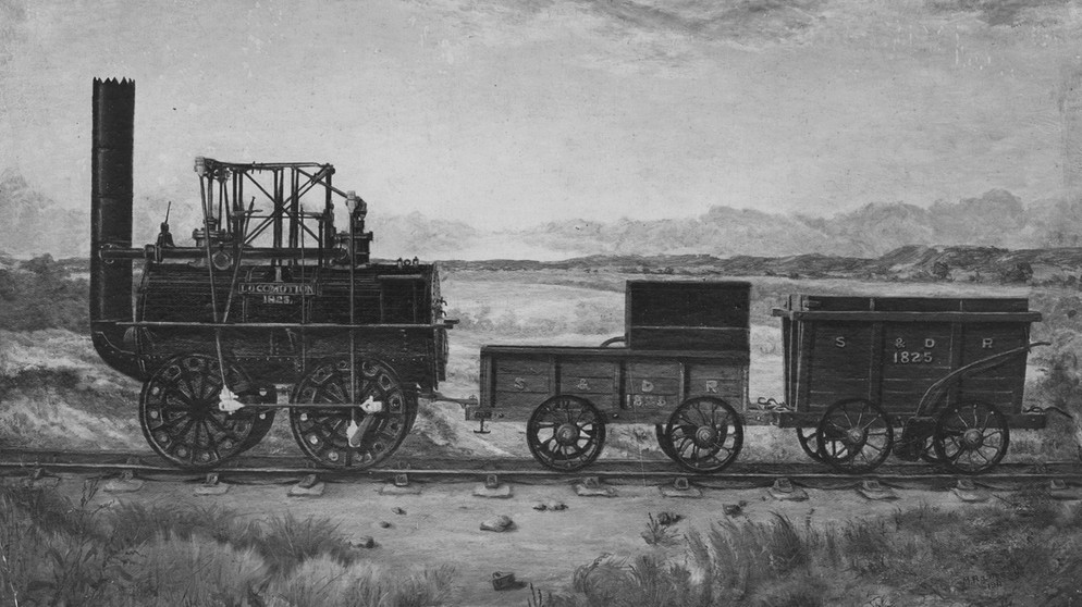 Erste Eisenbahn von 1825 - gebaut von George Stephenson. | Bild: picture-alliance/dpa