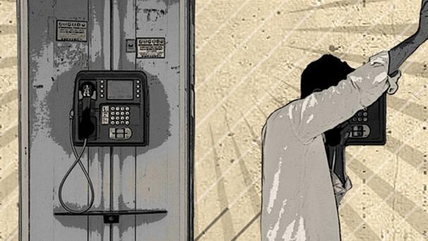Illustration: Mann telefoniert in einer Telefonzelle | Bild: picture-alliance/dpa; Montage: BR