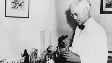 Sir Alexander Fleming (Foto um 1940), schottischer Bakteriologe. Er entdeckte 1928 das Penicillin und bekam dafür 1945 den Nobelpreis für Medizin. | Bild: picture-alliance / akg-images | akg-images