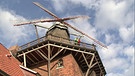 Die beiden Moderatoren auf einer Windmühle in Niedersachsen | Bild: Planet Schule