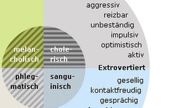 Zweidimensionales Persönlichkeitssystem nach Hans Jürgen Eysenck in einer schematischen Darstellung | Bild: Zimbardo, Ph.G. & Gerrig, R.J. (2004). Psychologie.  