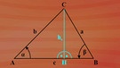 Durch Einzeichnen der Höhe h werden aus dem allgemeinen Dreieck ABC zwei rechtwinklige Dreiecke. | Bild: BR