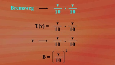 Term in Abhängigkeit der Variablen v ist v geteilt durch zehn mal v geteilt durch zehn | Bild: BR