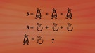 3= ein Männchen+einMännchen+einMännchen=3Männchen; darunter die gleiche Gleichung nur anstelle der Männchen sind Äpfel dargestellt | Bild: BR
