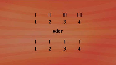 die Zahlen 1 bis 4 als einzelne Striche oder als einen Strich dargestellt | Bild: BR