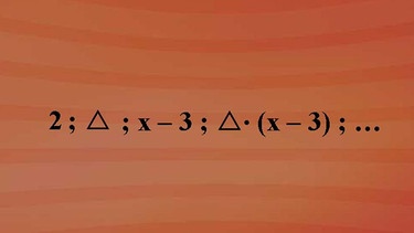 Die Zahl zwei ist ein Term, der Platzhalter Δ ist ein Term, aber auch Verbindungen aus Platzhaltern und Rechenzeichen, wie x minus 3 oder Δ mal (x - 3) und so weiter sind Terme | Bild: BR