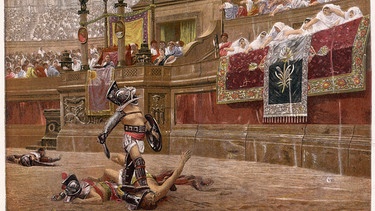 Gladiators in the arena. (Edmund Evans after Gerome reproduced in Boy's Own Paper 1882) | Bild: picture alliance / Mary Evans Picture Library
