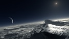 Leben im Weltraum - Eislandschaft auf dem Pluto. | Bild: ESO/L. Calçada
