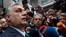 Der ungarische Ministerpräsident Viktor Orban spricht im Februar 2020 zu Journalisten. | Bild: picture alliance / ASSOCIATED PRESS | Virginia Mayo