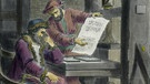 Johannes Gutenberg, Erfinder des Buchdrucks mit beweglichen Lettern. Radierung von C. G. Geyser nach Bernhard Rode neukoloriert. | Bild: picture alliance / akg-images