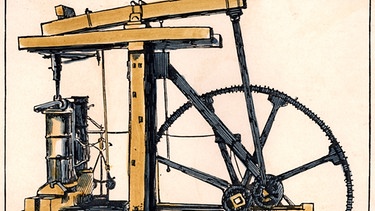 Skizze einer Dampfmaschine von James Watt | Bild: picture-alliance / akg-images | akg-images