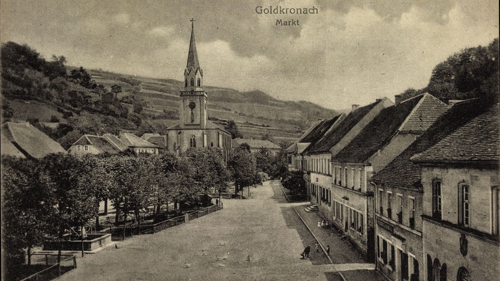 Marktplatz und Kirchturm von Goldkronach, Aufnahme von 30.11.1934
| Bild: picture alliance/arkivi