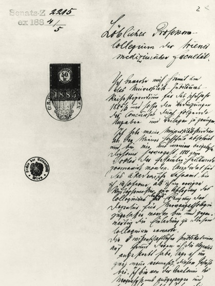 Handschrift Siegmund Freuds, der um ein Stipendium anfragt | Bild: picture-alliance/akg-images