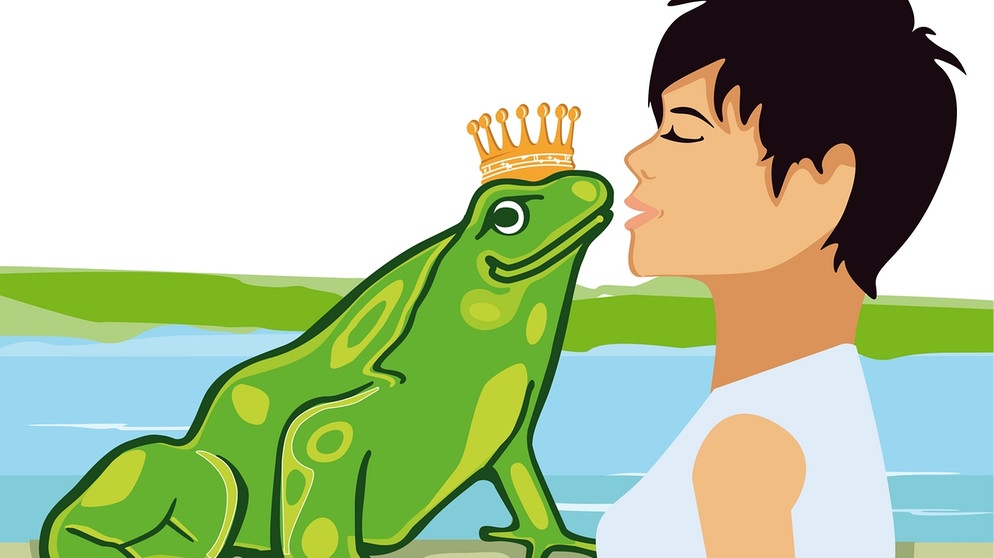 Illustration einer Frau, die den Froschkönig küsst. | Bild: dpa-Bildfunk
