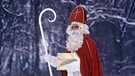Der Heilige Nikolaus mit Bischofsmütze und Krumstab | Bild: picture-alliance/dpa