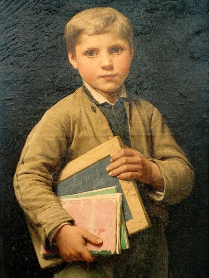 Anker, Albert 1831-1910. 'Schulknabe mit Schiefertafel', 1877. Öl auf Leinwand, | Bild: picture alliance / akg-images | akg-images