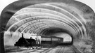 Zeitgenössische Darstellung einer U-Bahn bei der Einfahrt in die Pread Street Station, der ersten U-Bahn Station in London, eröffnet 1863. | Bild: picture-alliance/dpa