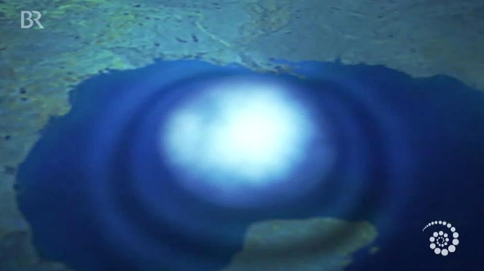 Simulation der Druckwellen nach einem Meteoriteneinschlag wie Yucatán | Bild: BR