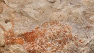 Höhlenzeichnungen aus Indonesien: Die älteste figürliche Darstellung, die man bislang entdeckt hat, befindet sich in einer Höhle auf Borneo. Sie soll mindestens 40.000 Jahre alt sein und ein Rind zeigen. | Bild: dpa-Bildfunk / Luc-Henri Fage