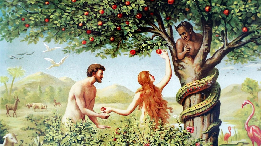 Eve gibt Adam die verbotene Frucht. | Bild: picture alliance / Godong | Fred de Noyelle / Godong