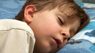 Kind schläft auf gemusterter Decke. Träume: Sind sie Botschafter des Unterbewusstseins oder lediglich Hirnaktivität im Schlaf? Und warum haben wir Albträume? | Bild: colourbox.com