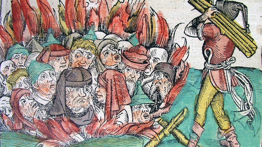 Verbrennung der Juden in Deggendorf 1338 aus der Schedelschen Weltchronik | Bild: picture alliance/Heritage-Images