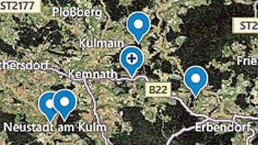 Auswahl bekannter Vulkane in der Oberpfalz | Bild: Bing Maps