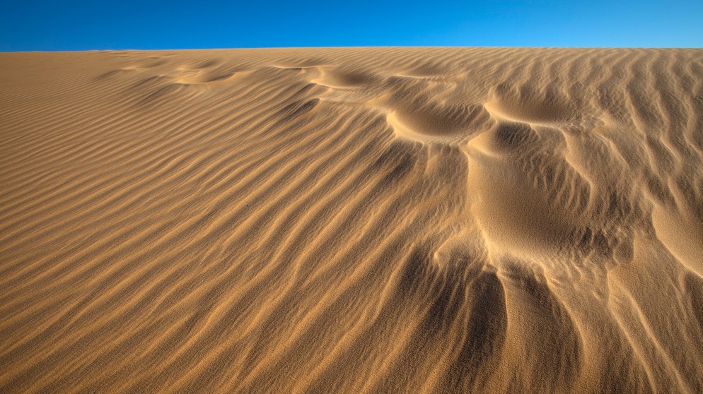 Sanddünen in der Sahara. Sand, Wind und Schwerkraft - das sind die drei Hauptfaktoren für die Bildung von beeindruckend geformten Sanddünen in Wüsten. | Bild: picture-alliance/dpa