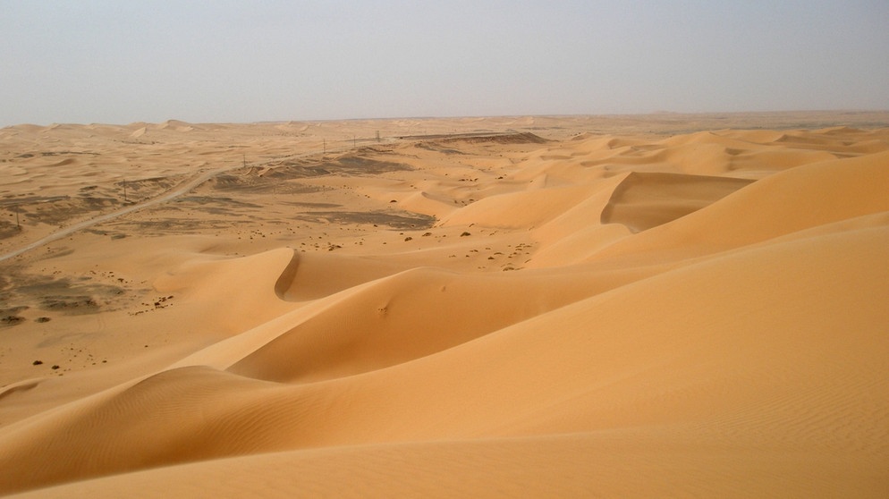 Eine Straße durch die Sanddünen durch den algerischen Teil der Sahara-Wüste. Bezieht man Halbwüsten mit ein, gehören den Wüsten mit rund 50 Millionen Quadratkilometern von allen Landschaftsformen der Erde die größte Fläche. Ein faszinierender Lebensraum für eine besondere Tier-und Pflanzenwelt. Hier erfahrt ihr spannende Fakten über die trockensten Gebiete der Welt. | Bild: picture-alliance/dpa