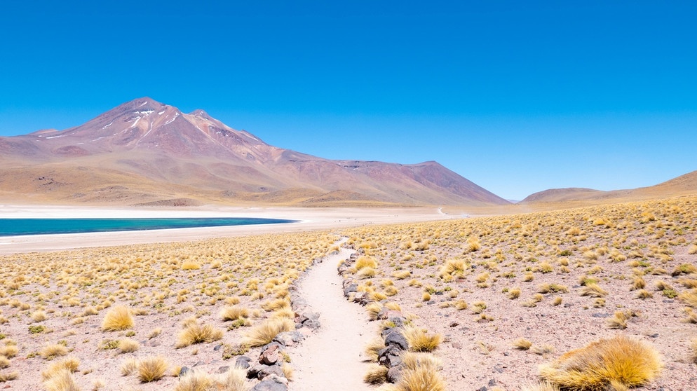 Atacama-Wüste in Chile. Die Landschaften der Wüste der Erde sind weltweit unterschiedlich. Milliarden von Sandkörnern, Dünen, Schotterebenen, Felsgebirge, Salzseen und auch Eisflächen prägen die trockensten Gebiete der Welt. | Bild: picture alliance/Zoonar | Mark Pitt Images