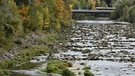 Die Wertach fließt durch Augsburg (Bayern). Im Rahmen des Hochwasserschutzes wurde der Fluss im Stadtgebiet von Augsburg weitgehend renaturiert.  | Bild: picture-alliance/dpa