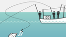 Manche Fischfangmethoden sorgen für besonders viel Beifang. Beim Angeln werden Fische zielgerichteter gefangen. Infografik: Angeln | Bild: BR/Henrik Ullmann