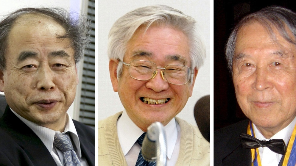 Makoto Kobayashi, Toshihide Masukawa und Yōichirō Nambu erhielten den Physik-Nobelpreis 2008 | Bild: picture-alliance/dpa