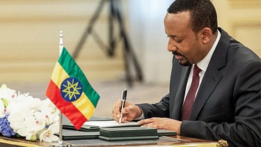 Abiy Ahmed, Premierminister von Äthiopien, erhält den Friedensnobelpreis 2019 für seinen Einsatz zur Lösung des Grenzkonflikts mit Eritrea. | Bild: dpa-Bildfunk
