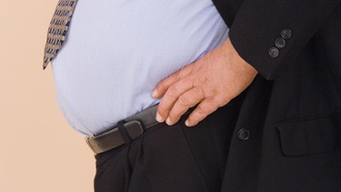 Bauch eines dicken Mannes im Anzug. Den Ig-Nobelpreis 2021 im Fach Wirtschaft gab es für Forscher, die feststellten, dass übergewichtige Politiker Indikator für den Grad an Korruption in einem Land sein können.  | Bild: MEV/Mike Witschel