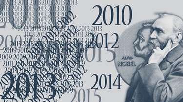 symbolische Darstellung zum Rückblick über die Nobelpreise vergangener Jahre | Bild: BR/Henrik Ullmann; picture-alliance/dpa