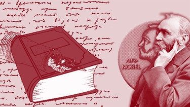symbolische Darstellung des Roten Buchs der Nobelpreise | Bild: BR/Angela Smets, picture-alliance/dpa