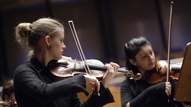 Geigerinnen spielen im Orchester | Bild: picture-alliance/imageBROKER