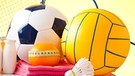 Bälle, Federballschläger, Sportsachen. | Bild: colourbox.com