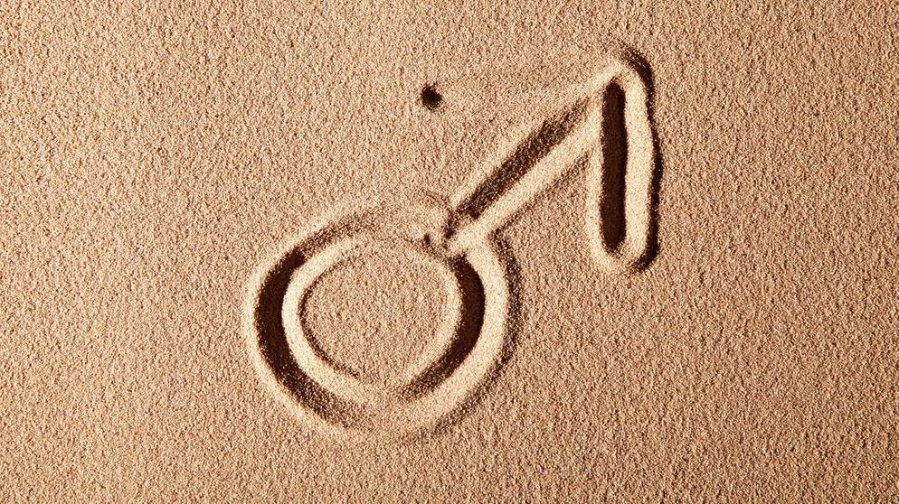 Symbol für Männlichkeit, in den Sand gemalt. Immer wieder liest man es: Männer würden immer weniger Sperma und weniger gesunde Spermien produzieren. Stimmt das? Und was ist noch drin im männlichen Ejakulat? | Bild: picture alliance / imageBROKER | Florian Hiltmair
