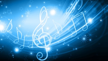 Musiknoten vor blauem Hintergrund - Wie wirkt Musik auf unser Gehirn? | Bild: colourbox.com