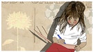 Illustration zum Thema "Wie Kinder trauern", ein Mädchen schreibt ihre Trauer in ein Tagebuch. | Bild: BR/ Angela Smets