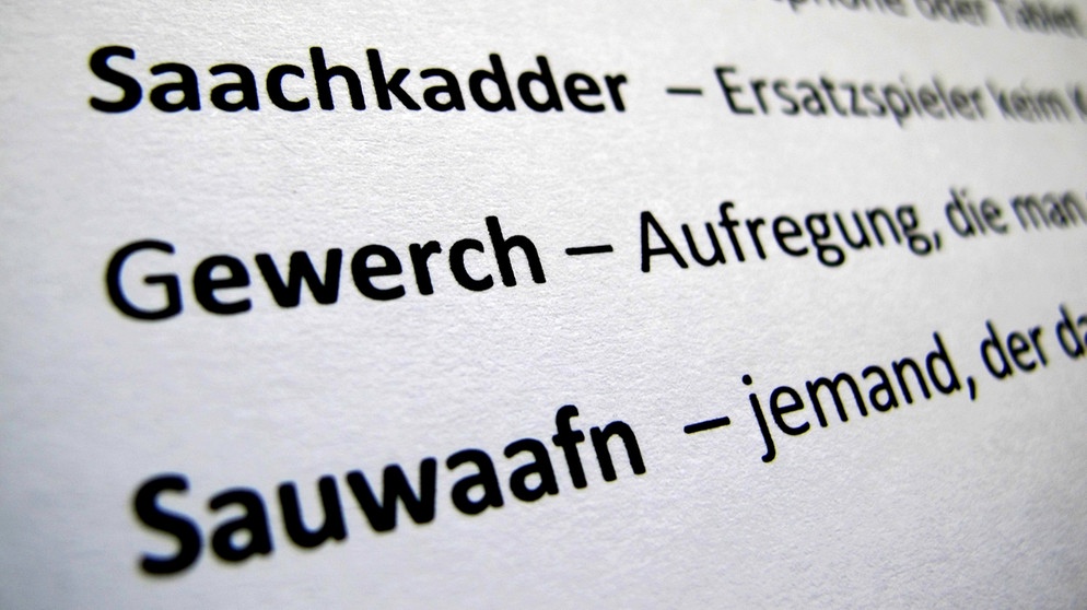 Einige Worte im oberfränkischen Dialekt und die jeweilige Übersetzung.  | Bild: picture alliance / dpa | Stephan Jansen