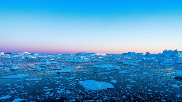 Eisberge in der Nähe von Grönland. Der Klimawandel beeinflusst besonders die Arktis um den Nordpol herum. Schmilzt dort nun das ewige Eis? | Bild: picture alliance / NurPhoto | Ulrik Pedersen